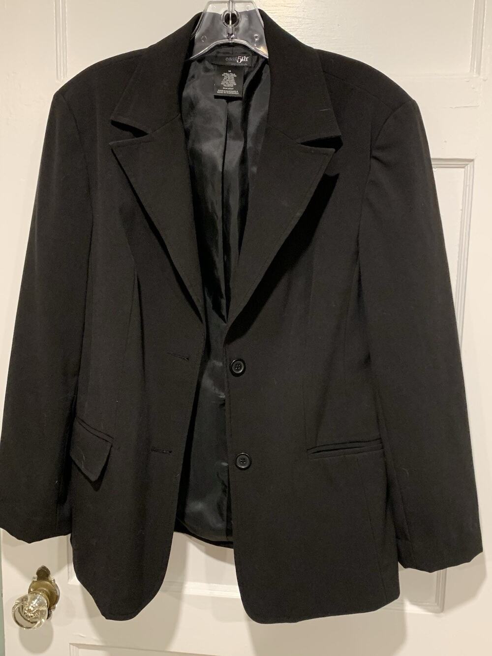 east5th Essentials Women’s Black Button Down Lined Blazer Jacket w/Pockets Sz 14